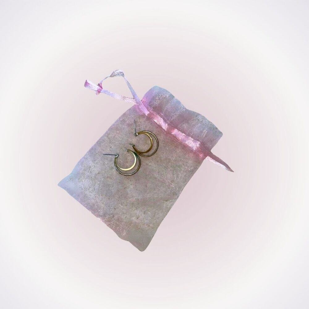 Dual Tone Metal Hoop Earrings | Sz OS